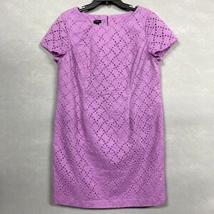 Talbots Women's Shift Dress Petites 16P Lilac Eyelet Summer Cool Lightweight